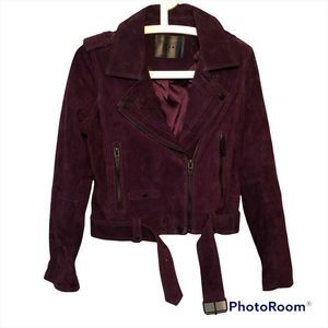 BLANKNYC leather suede moto jacket. Deep purple/plum